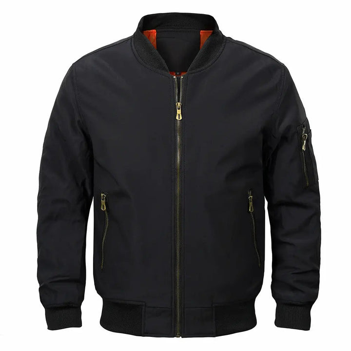 Mens Bomber Jacket Polyester Blend Lined Ribbed Cuffs Wind Resistant
