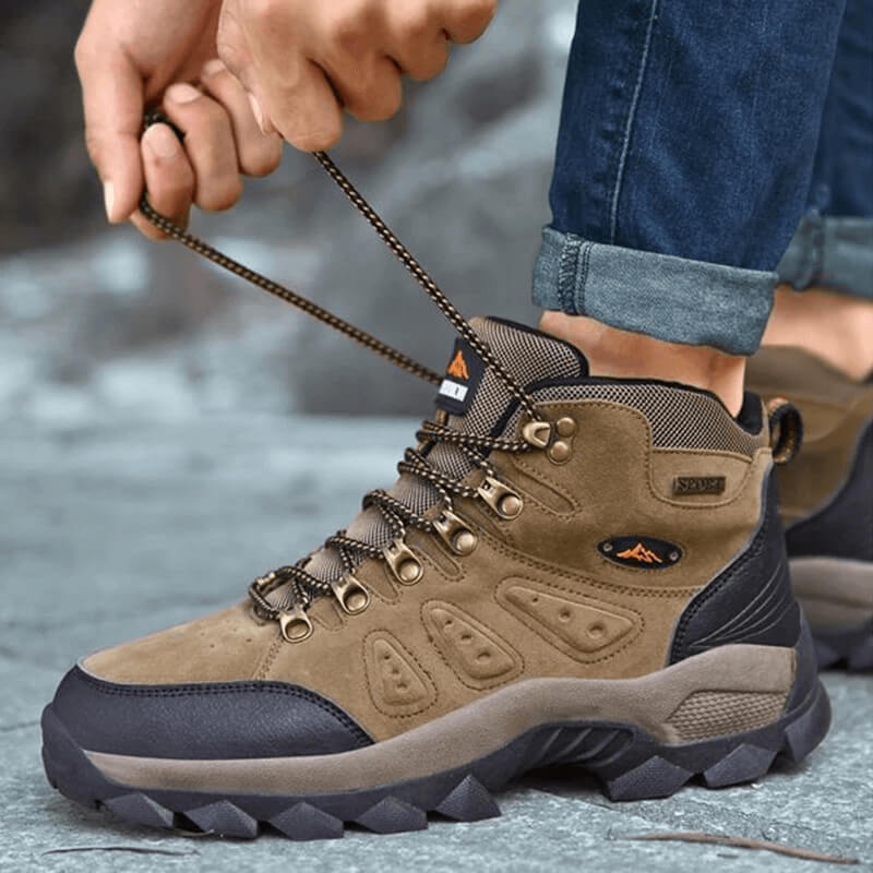 Mens Waterproof Leather Hiking Boots Outdoor