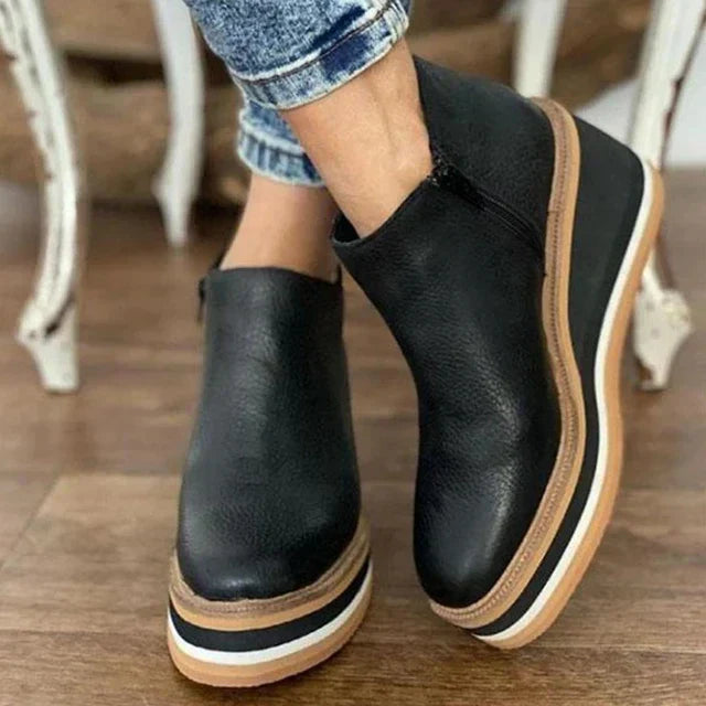 Womens Ankle Boots High Heel Leather Style