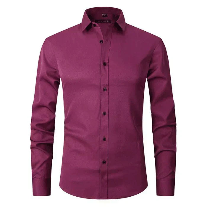 Mens Long Sleeve Shirt Stretch Business Casual Fit