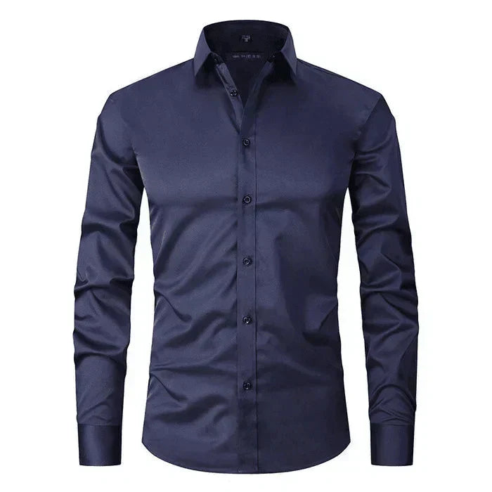Mens Long Sleeve Shirt Stretch Business Casual Fit