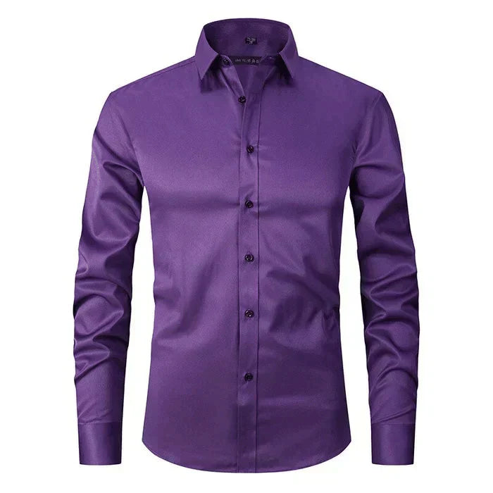 Mens Long Sleeve Shirt Stretch Business Casual Fit