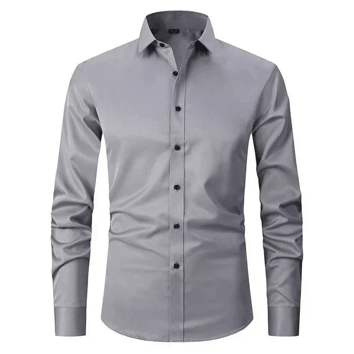 Mens Long Sleeve Shirt Stretch Business Casual Fit