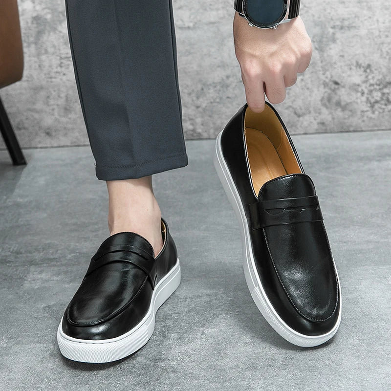 Mens Loafers Genuine Leather Slip-On
