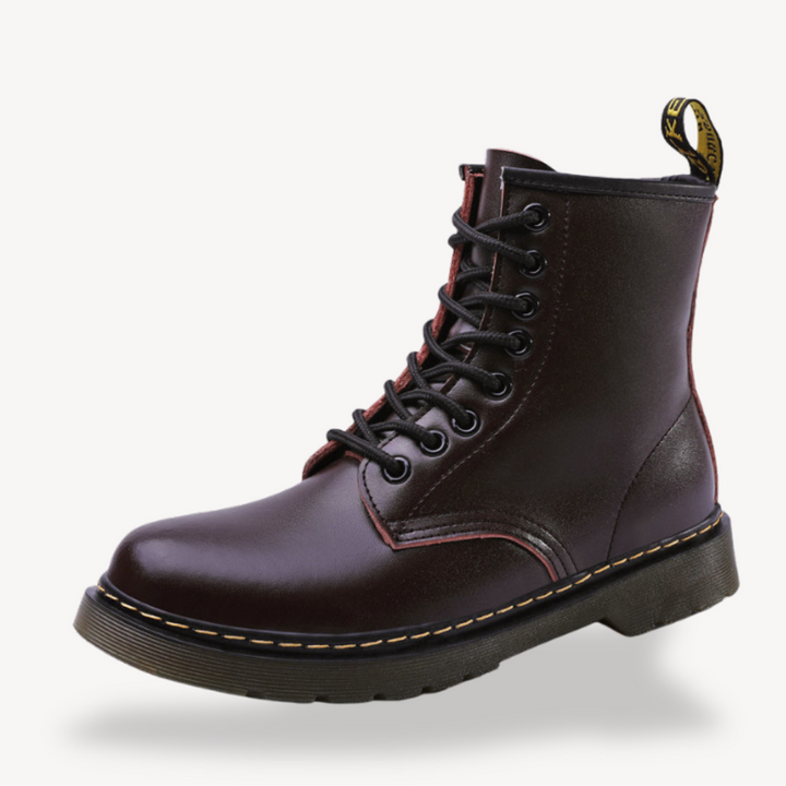 Unisex Leather Combat Boots Durable Lace-Up Ankle