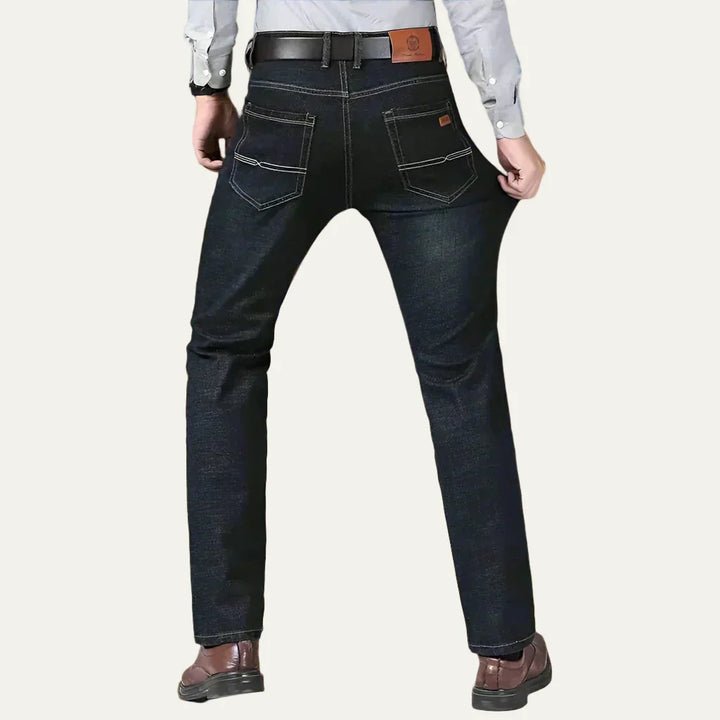 Mens Denim Jeans Stretch Straight Leg