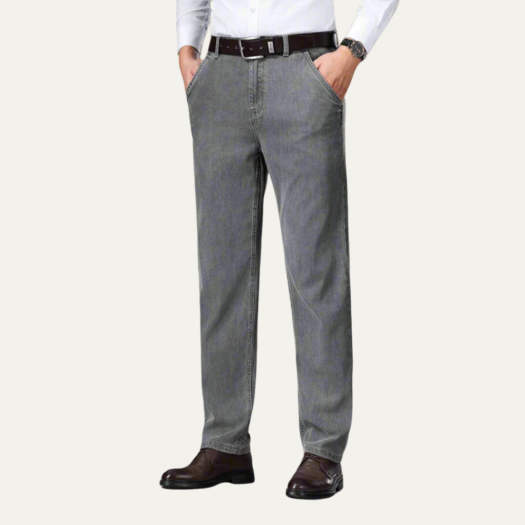 Mens Casual Trousers Textured Relaxed Fit - BritishMode