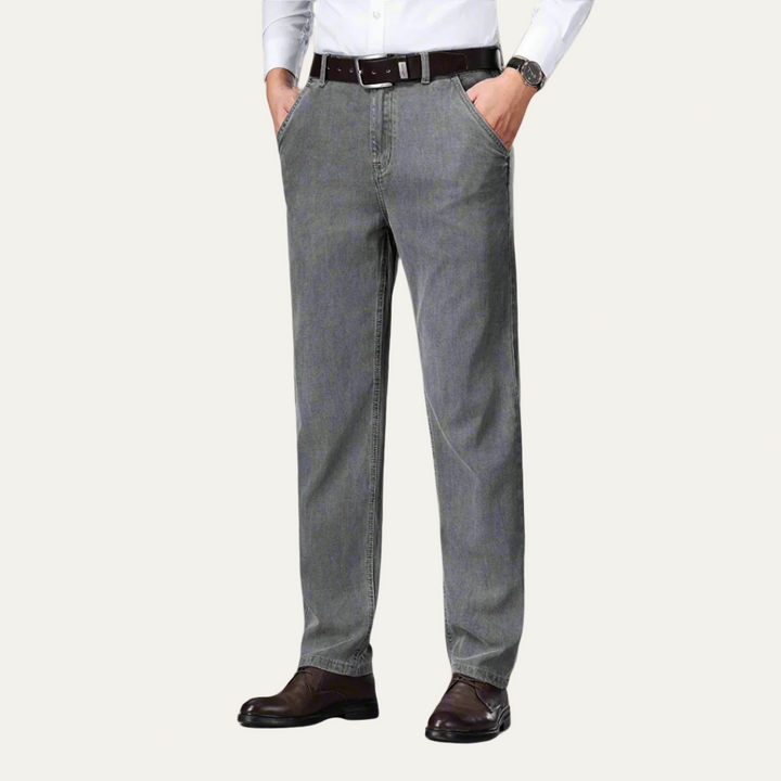 Mens Casual Trousers Textured Relaxed Fit - BritishMode