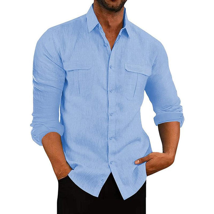 Mens Button-Down Shirt Blend Fabric Breathable Fit
