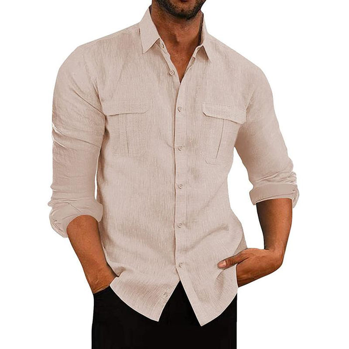 Mens Button-Down Shirt Blend Fabric Breathable Fit