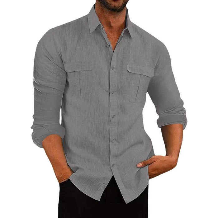 Mens Button-Down Shirt Blend Fabric Breathable Fit