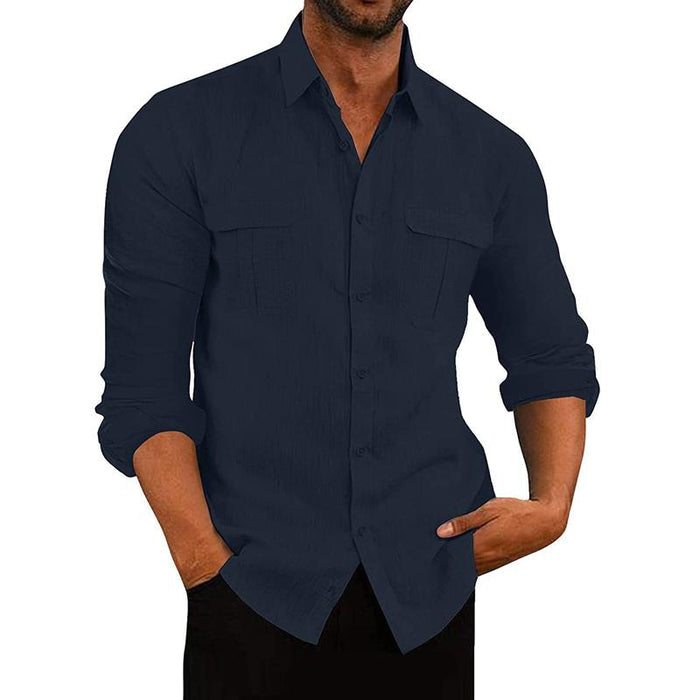Mens Button-Down Shirt Blend Fabric Breathable Fit