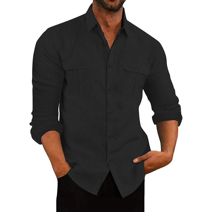 Mens Button-Down Shirt Blend Fabric Breathable Fit