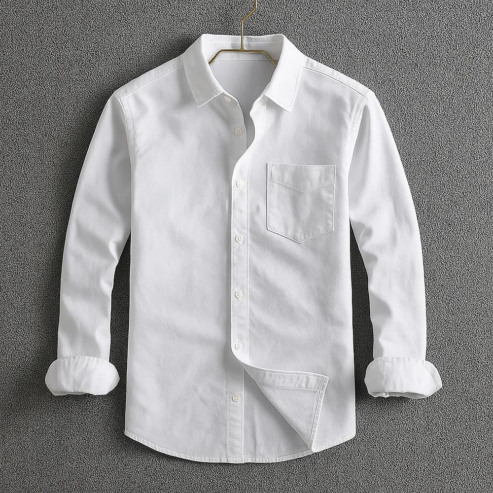 Mens Button-Down Shirt Reinforced Seams Structured Fit - BritishMode