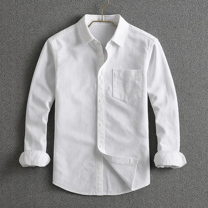 Mens Button-Down Shirt Reinforced Seams Structured Fit - BritishMode