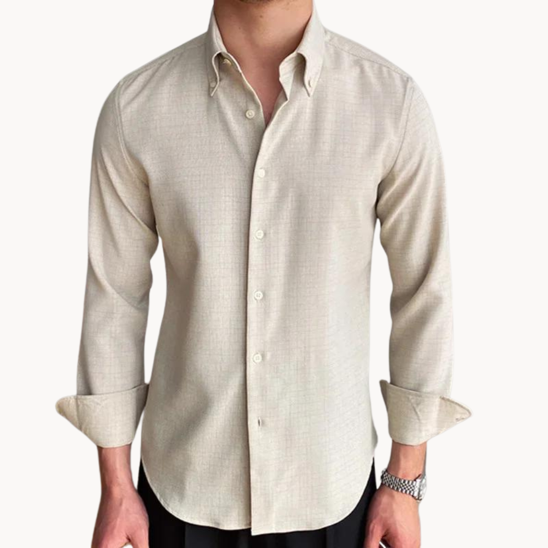 Mens Button Shirt Selvedge Fabric Soft Long Wear