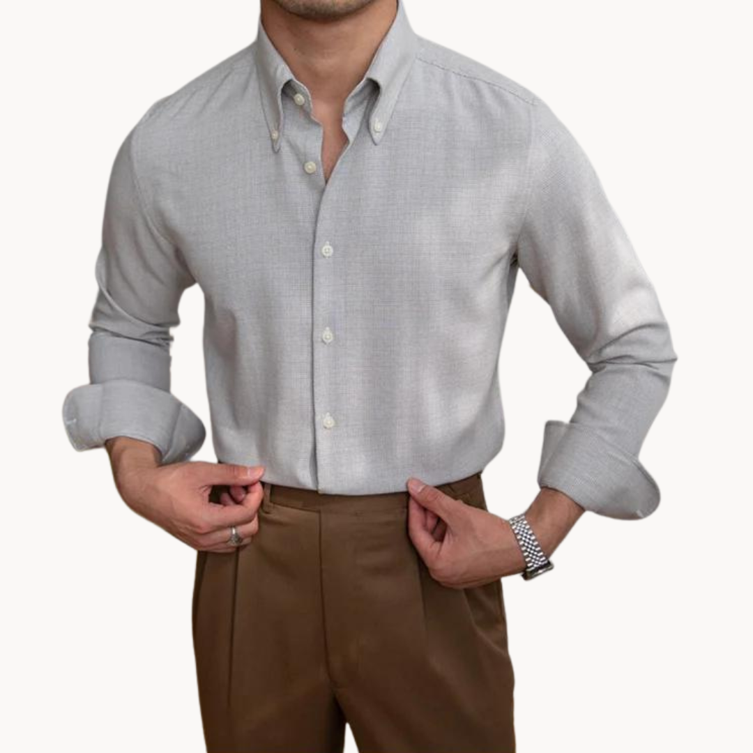 Mens Button Shirt Selvedge Fabric Soft Long Wear