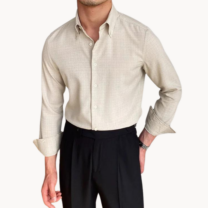 Mens Button Shirt Selvedge Fabric Soft Long Wear