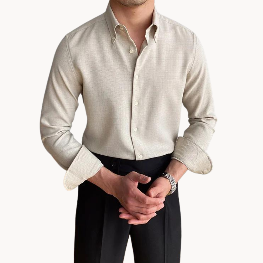 Mens Button Shirt Selvedge Fabric Soft Long Wear