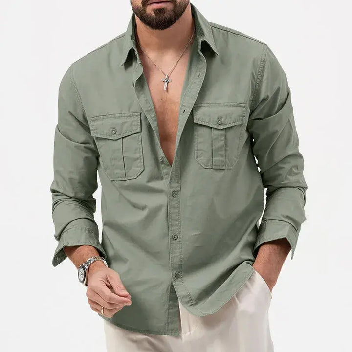 Mens Button-Up Shirt Structured Collar Regular Fit
