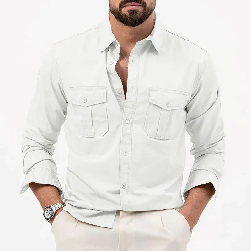 Mens Button-Up Shirt Structured Collar Regular Fit