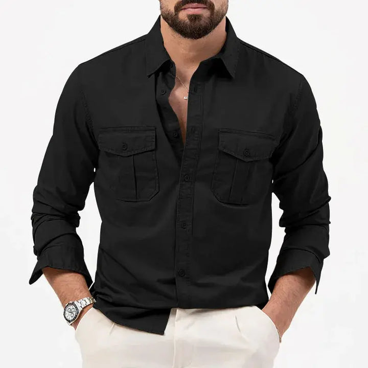 Mens Button-Up Shirt Structured Collar Regular Fit