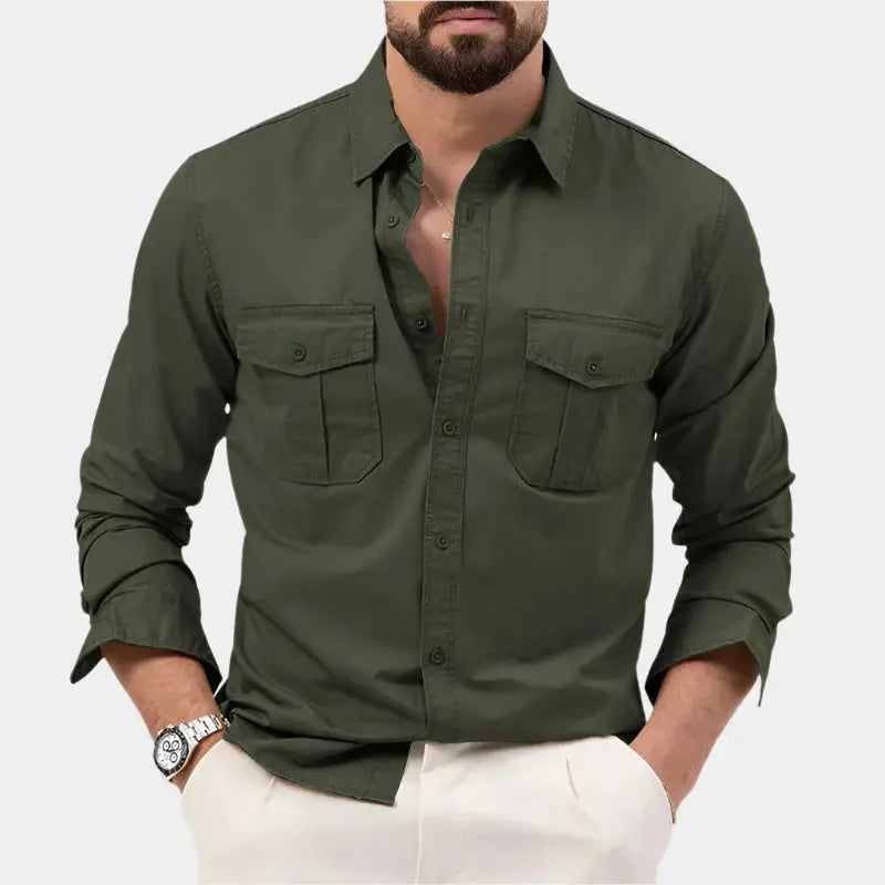 Mens Button-Up Shirt Structured Collar Regular Fit