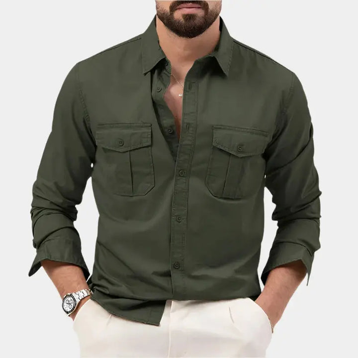 Mens Button-Up Shirt Structured Collar Regular Fit