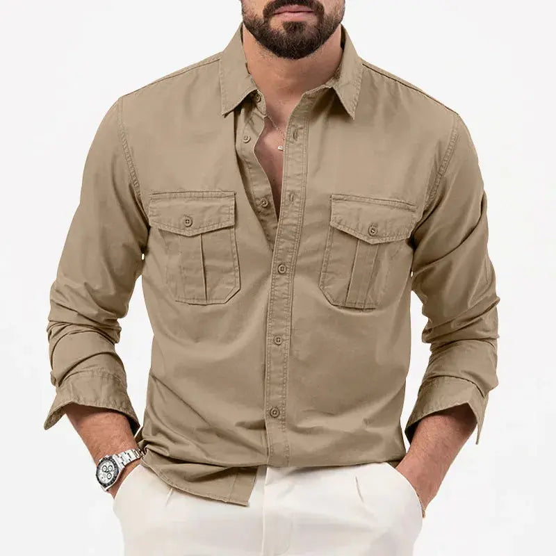 Mens Button-Up Shirt Structured Collar Regular Fit