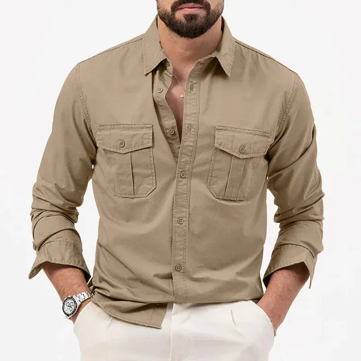 Mens Button-Up Shirt Structured Collar Regular Fit