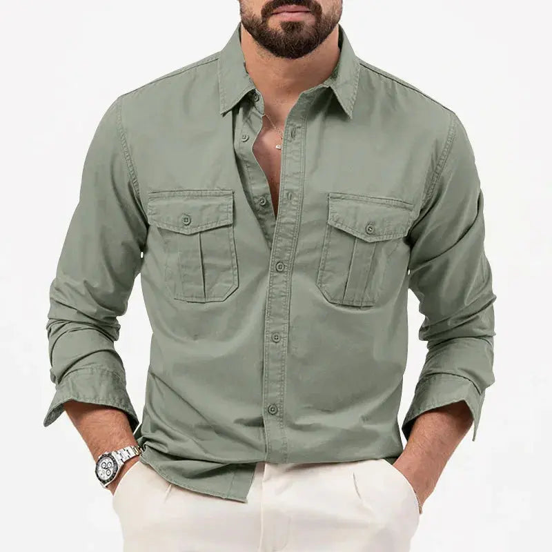 Mens Button-Up Shirt Structured Collar Regular Fit