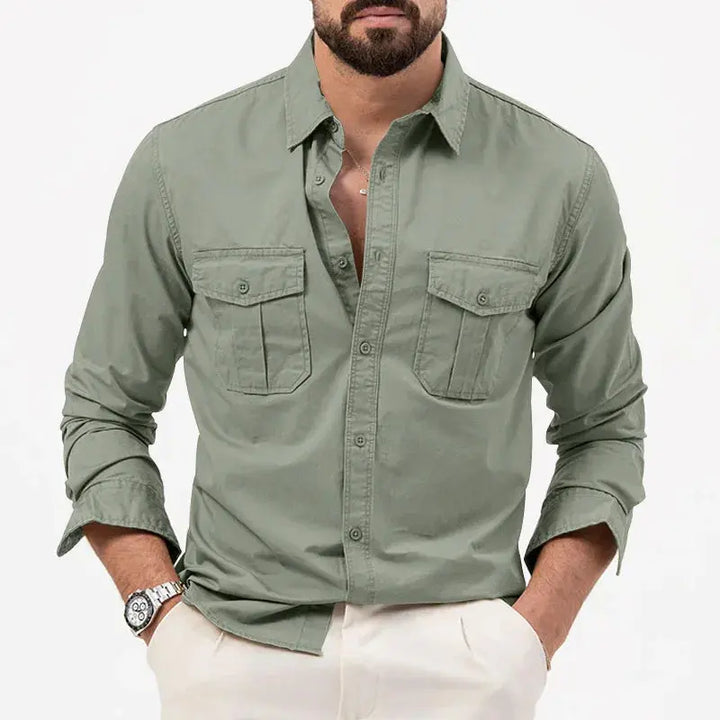 Mens Button-Up Shirt Structured Collar Regular Fit