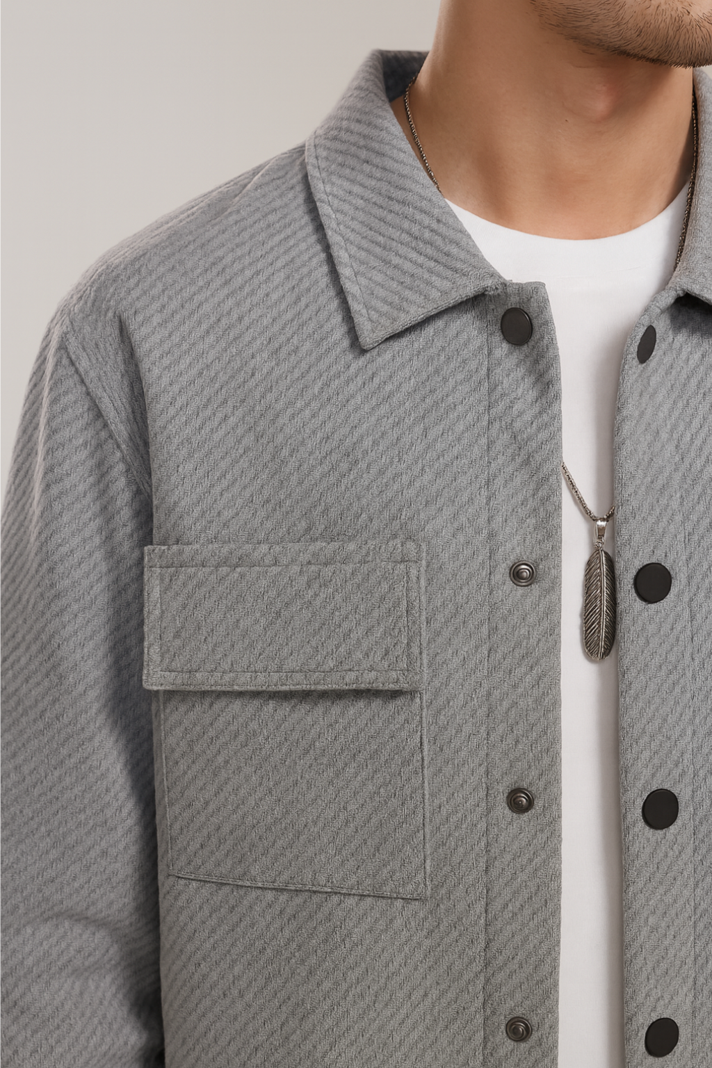 Mens Quilted Shacket Textured Fit