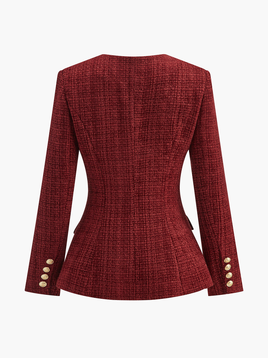 Womens Tweed Blazer Button Down Slit Fit