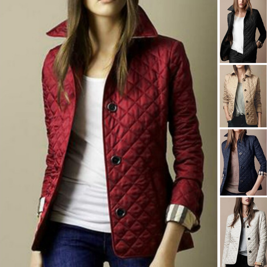 Womens Plaid Jacket with Lapel Collar Stylish Fit