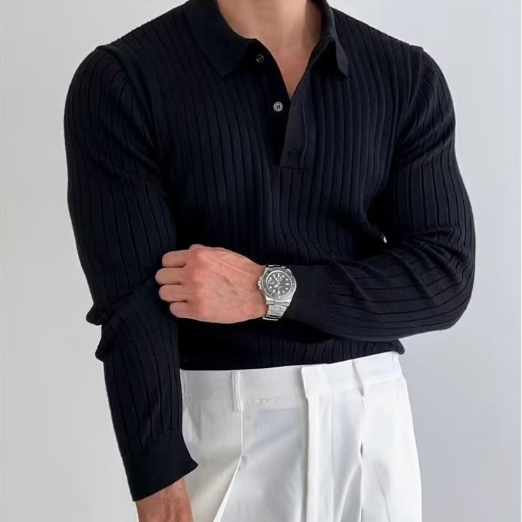 Mens Polo Shirt Cotton Long Sleeve Classic Fit - BritishMode