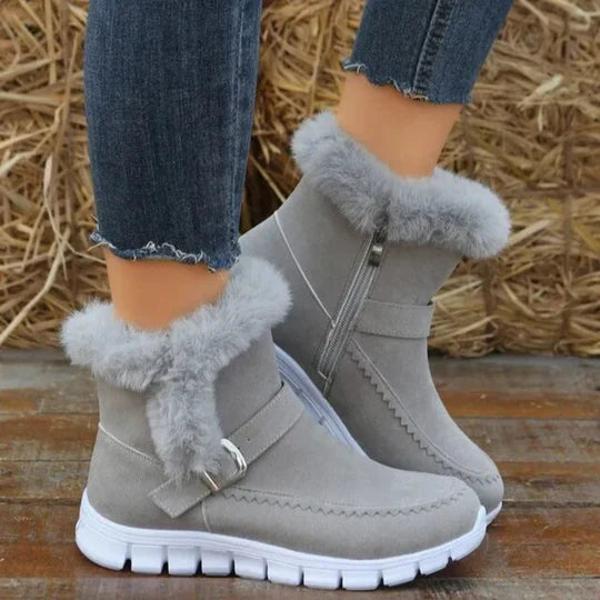 Womens Suede Ankle Boots Casual Plush Short Style - BritishMode