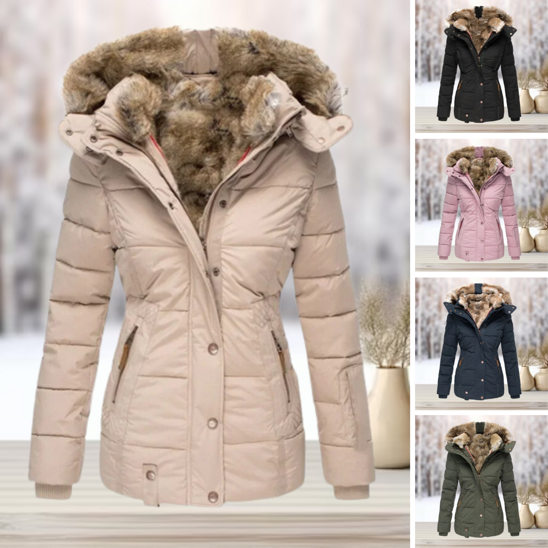 Womens Faux Fur Winter Jacket with Hooded Design - BritishMode