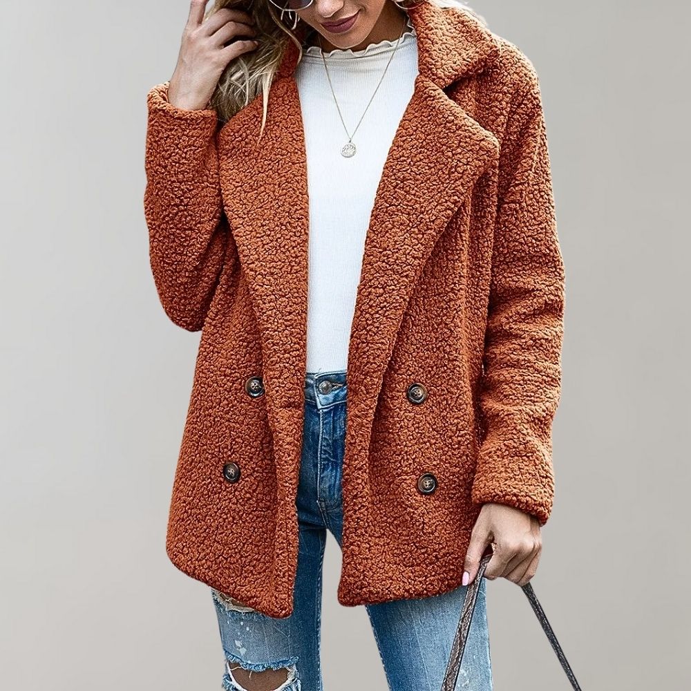 Womens Oversized Fleece Coat Comfortable Fit - BritishMode
