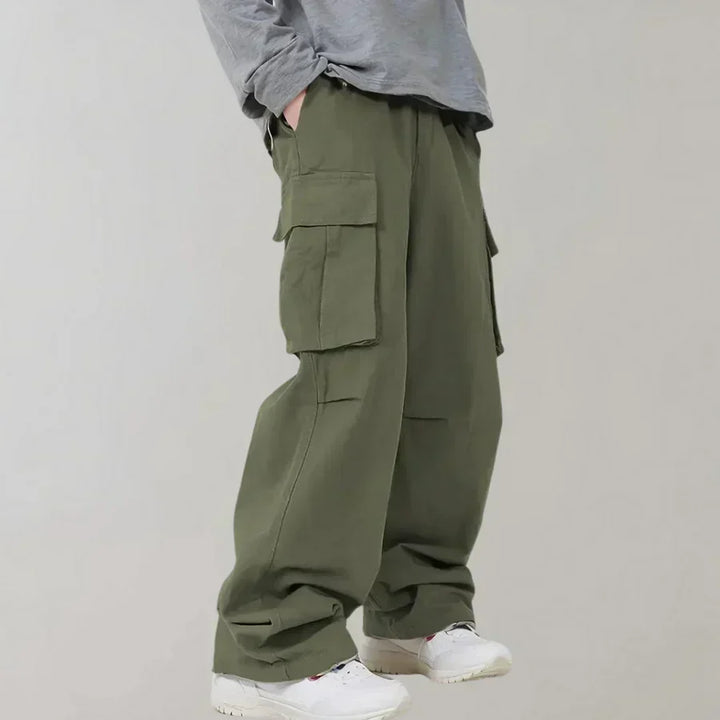 Mens Cargo Pants Straight Leg Cotton
