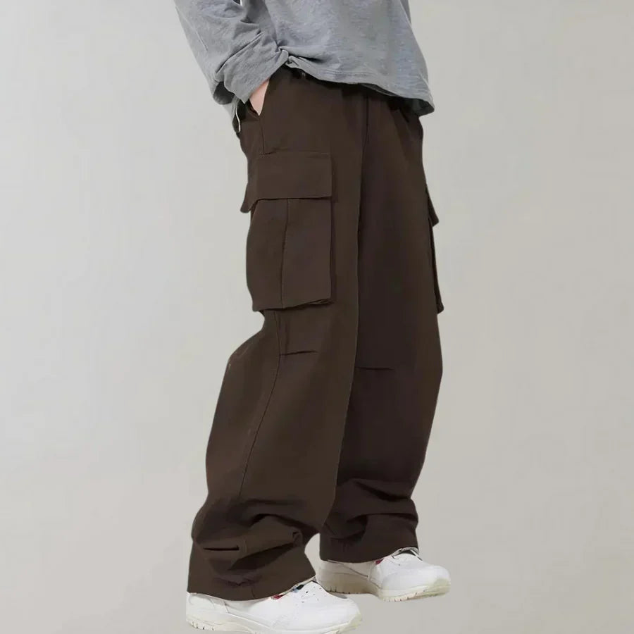 Mens Cargo Pants Straight Leg Cotton