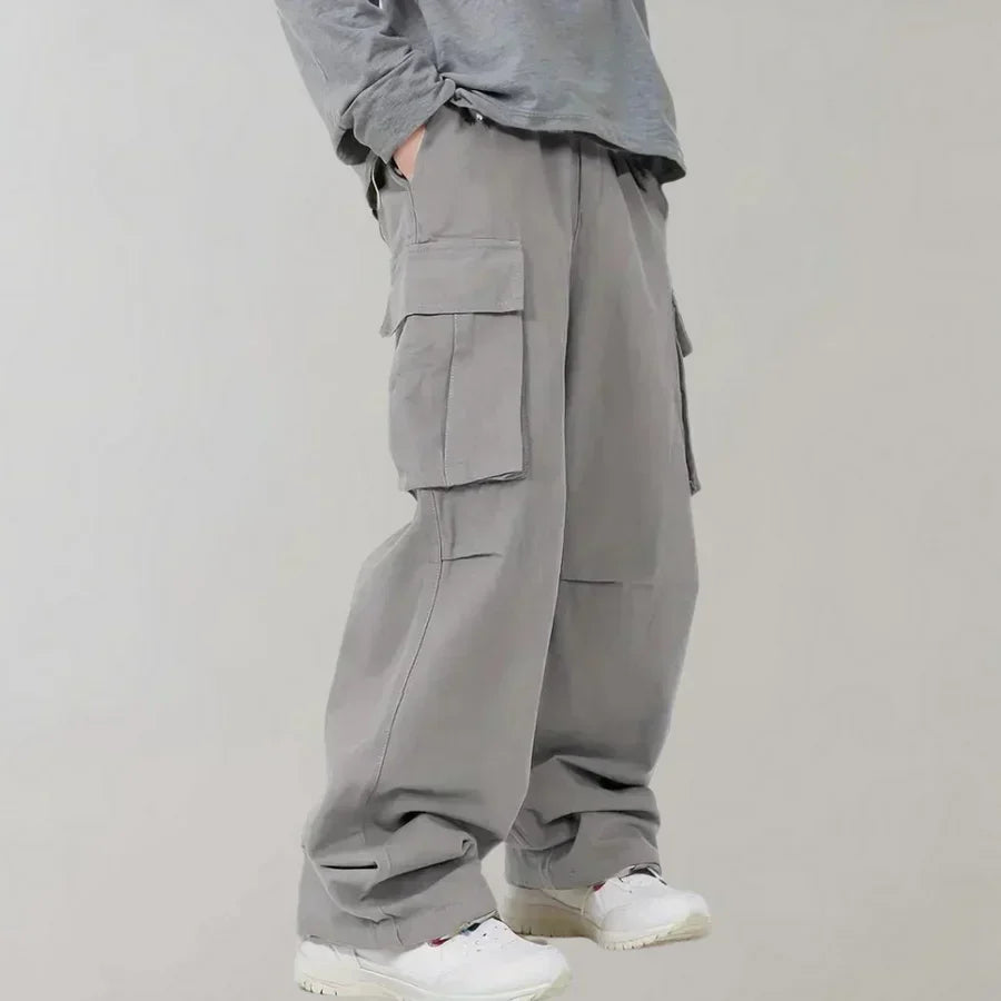 Mens Cargo Pants Straight Leg Cotton