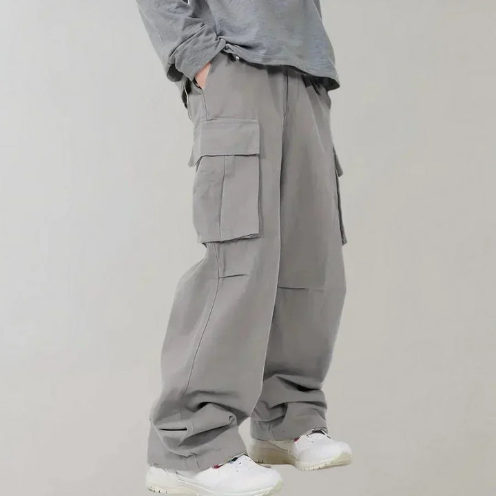 Mens Cargo Pants Straight Leg Cotton