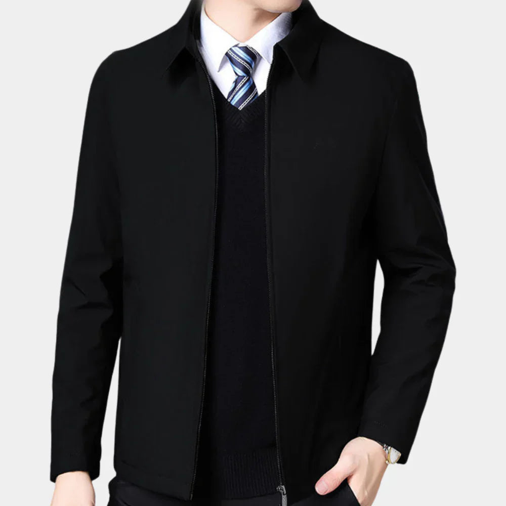 Mens Jacket Zipper Closure Classic Collar Regular Fit - BritishMode