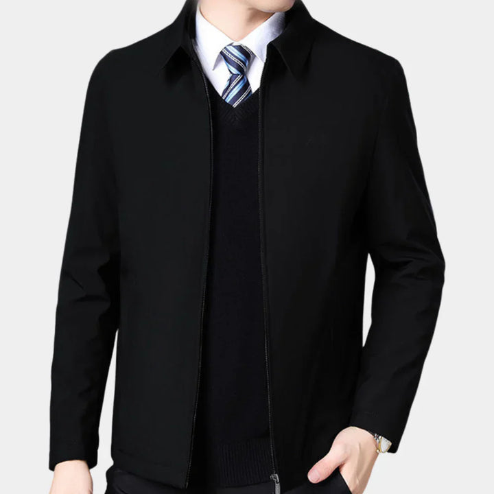 Mens Jacket Zipper Closure Classic Collar Regular Fit - BritishMode