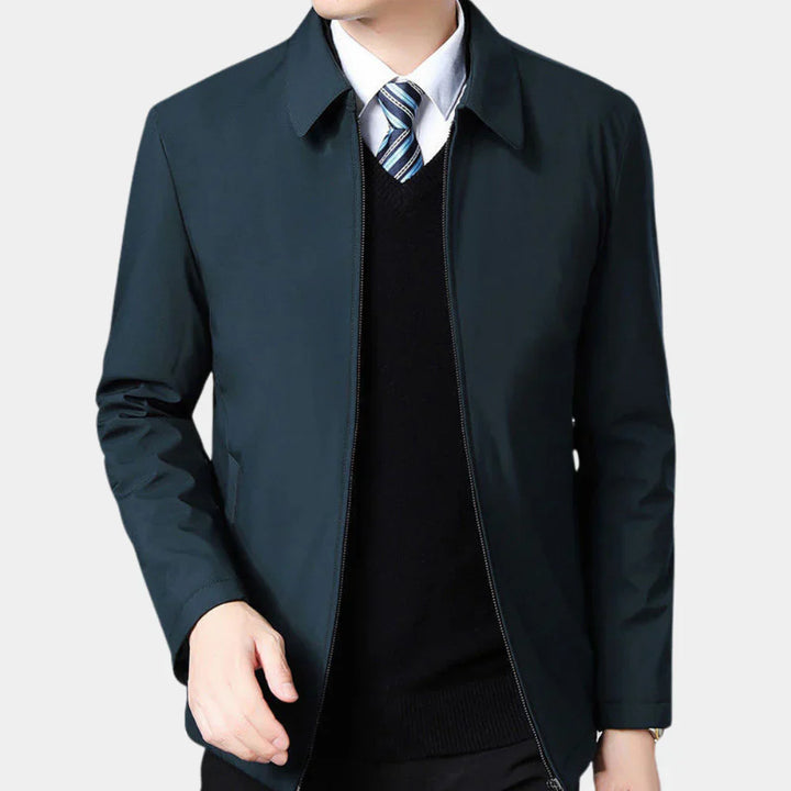 Mens Jacket Zipper Closure Classic Collar Regular Fit