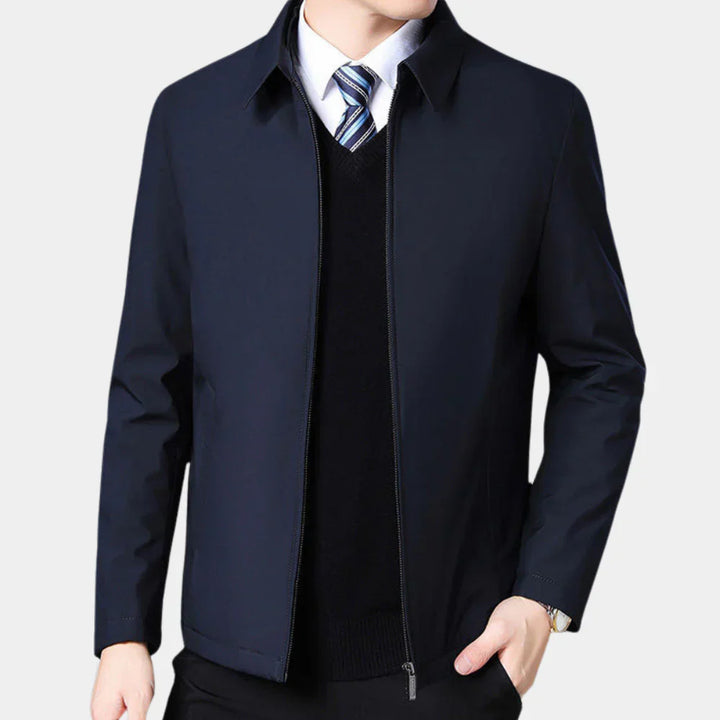 Mens Jacket Zipper Closure Classic Collar Regular Fit