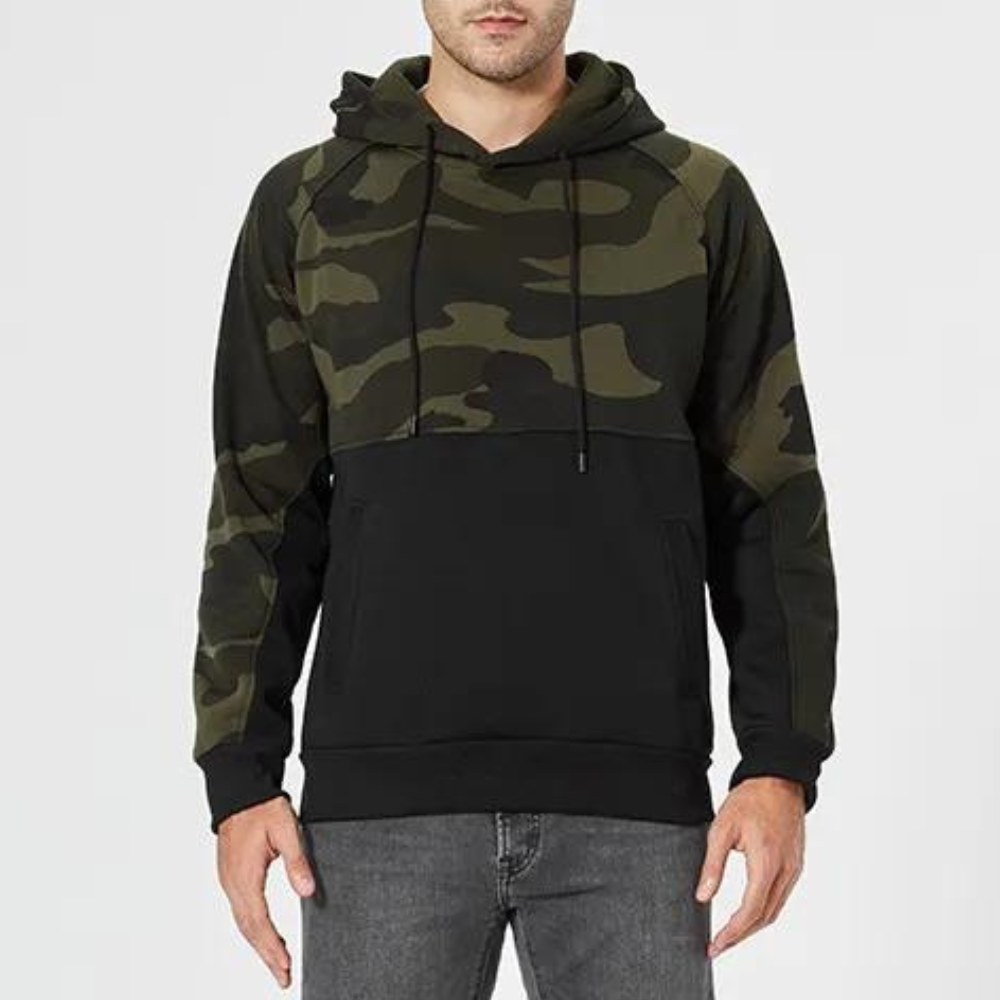Mens Hoodie Adjustable Fit Camouflage Pattern - BritishMode