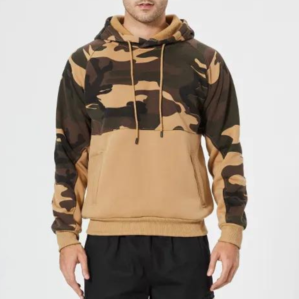 Mens Hoodie Adjustable Fit Camouflage Pattern