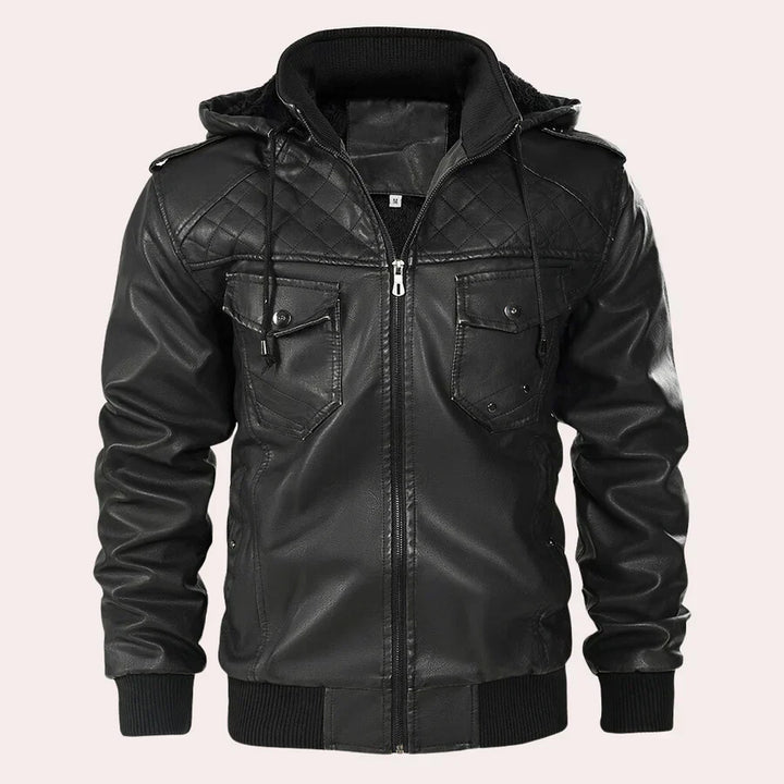 Mens Leather Jacket with Hooded Design Stylish Fit - BritishMode